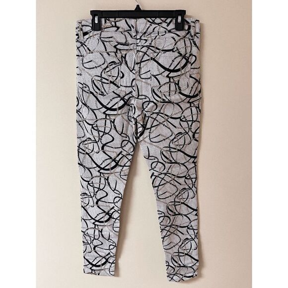 Bisou Bisou Womens Mid Rise Skinny Leg Jeans White Chain Print Sz 8 - Picture 2 of 9